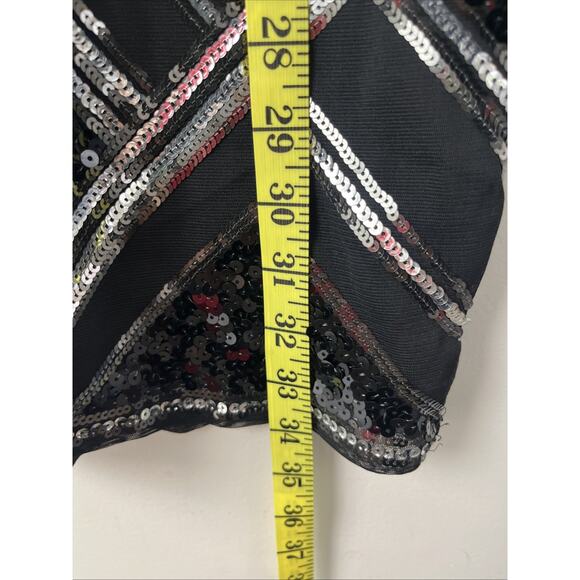 Express Sequin Bodycon Mini Sheath Dress Small Deep V Stretch Cocktail Evening - Picture 9 of 12